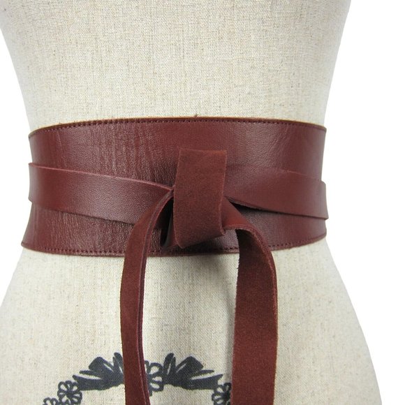 Chico's Accessories - Chico's Burgundy Leather 3" wide Reversible OBI Wrap Boho BELT Size XS/S NEW 